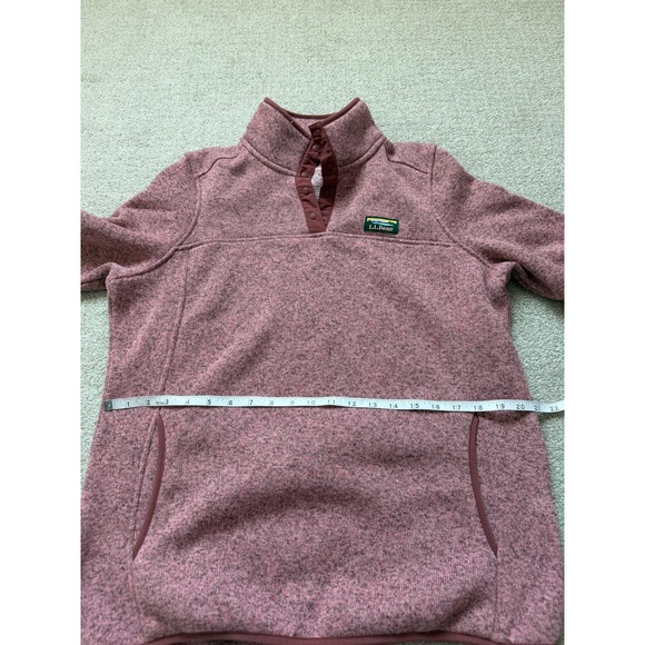 LL Bean Sweater Fleece Pullover Womens Large Rose Pink Marl Snap Neck - Picture 7 of 7